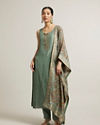 Pista Green Floral Embroidered Stitched Suit with Rhinestones